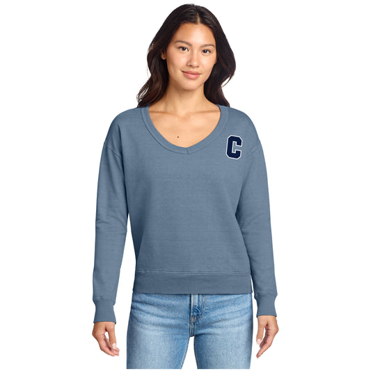 Ladies Beach Wash® Garment-Dyed V-Neck Sweatshirt